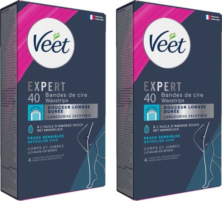 Veet - Expert - Koude Wasstrips - Benen (Sensitive) 40st - 2 Stuks - Voordeelverpakking