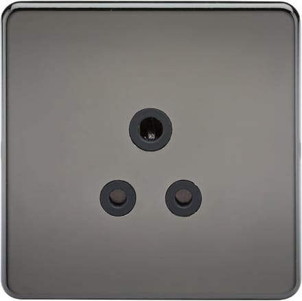 Stopcontact Rond - Socket 5A - Elektrische Aansluiting - Schroefloos Ontwerp - 230 Volt - Zwart Nikkel