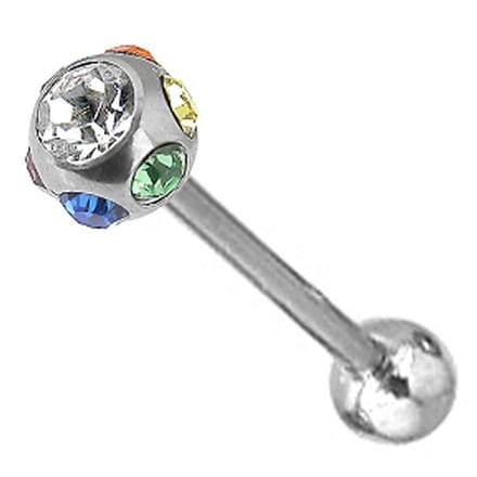 Piercing 5 steentjes 1.6x16 - wit / regenboog - LMPiercings