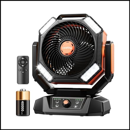 Camping Fan - Oplaadbare Ventilator 20000 mAh - 8 Snelheden - 4 LED-Lantaarns - Draagbare Buitenventilator