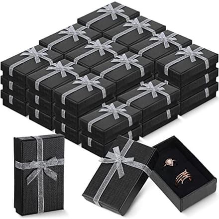 36 Lege Geschenkdozen van Karton met Deksel en Lint voor Sieraden - Zwart