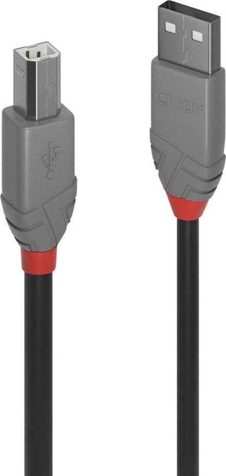 Lindy Printerkabel Usb 2.0 Am/Mb Voor Hp, Brother, Canon, Epson, 5M Anthra