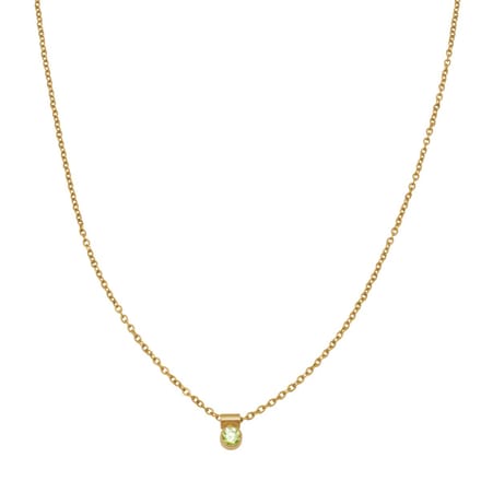 Essenza Round Light Green Charm Necklace Gold