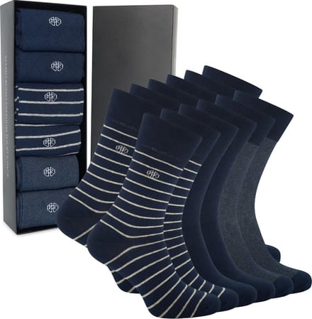 Mario Russo Premium Sokken - Giftbox - Sokken Heren - 39-42 - 6-pack - Navy