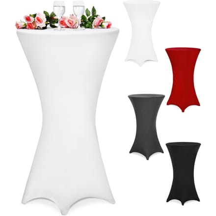 Deuba Statafelrok Tafelkleed Stretch 30°C Wasbaar Ø 60 cm Wit