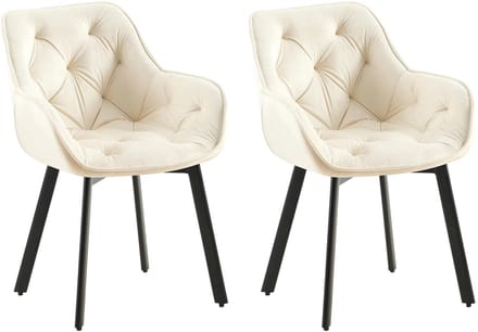 CLP Antigo Set van 2 eetkamerstoelen - Met armleuning - Metalen frame - Velvet - Fluweel/creme