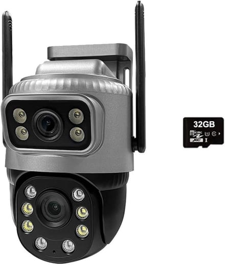 IP camera - Beveiligingscamera Buiten - Thuisbewaking - Dubbele Lens - 4MP - Zwart