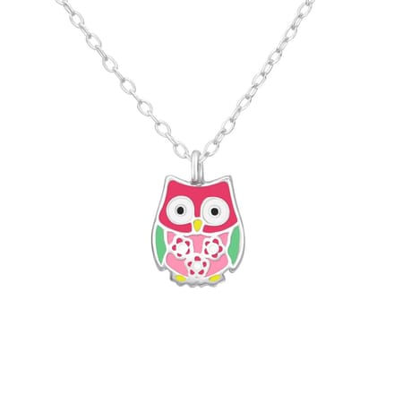 Zilveren kinderketting - uiltje hanger - 925 zilver - 39 cm