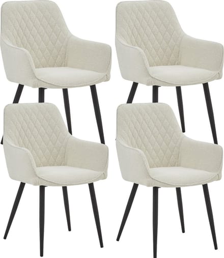 Colenis® - Beverly Eetkamerstoel - Set Van 4 - Wit - Bouclé