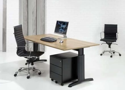 Hoogte verstelbaar bureau T- Poot Work breed 80CM diep 60CM bladkleur Licht Eiken framekleur Wit (RAL9010)