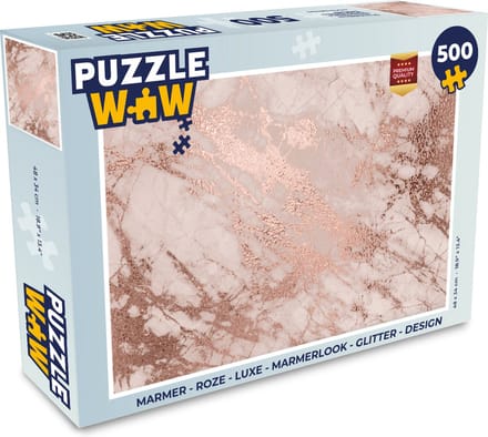Puzzel Marmer - Roze - Luxe - Marmerlook - Glitter - Design - Legpuzzel - Puzzel 500 stukjes