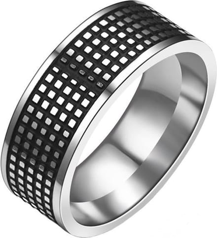 Stalen mannen ring Grid 8mm-21mm