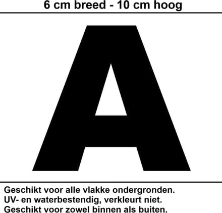 Huisnummer Sticker | Letter A | 10 CM ZWART | Container Sticker | Letter Stickers