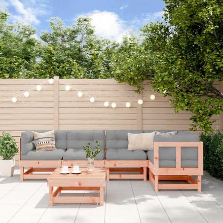 vidaXL - 6-delige - Loungeset - met - kussens - massief - douglashout