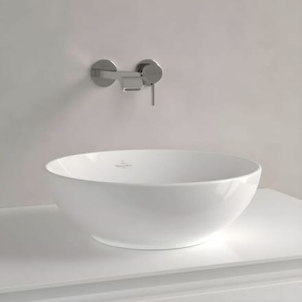 Villeroy & Boch Loop & friends opzetwastafel - 38cm - rond met overloop wit