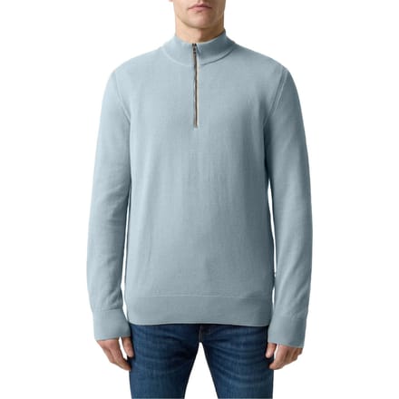 Boss Heren Ebrando-P gebreide trui met halve rits (Pastelblauw)