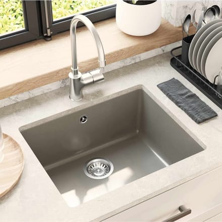 vidaXL - Wasbak - 80% - Kwarts - en - 20% - Hars - 530 - x - 460 - mm - Grijs