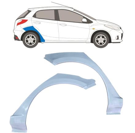 Reparatiepaneel achterspatbord voor Mazda 2 2007-2014 / Links + Rechts / Set