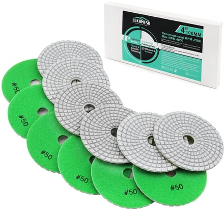 Polijstschijven Set - Diamant Pads - Natte Afwerking - 6 Grofheden Inclusief - 100 mm Diameter