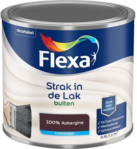 Flexa - Strak In De Lak Buitenlak Zijdeglans - 100% Aubergine - Mengverf - 500 Ml