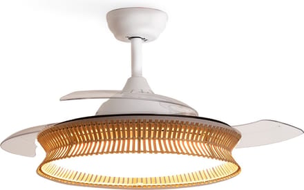 CREATE - Plafondventilator met Stil Licht 40W Ø107 cm - Rieten Afwerking - WIND CLEAR RATTAN
