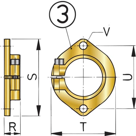 VETUS Montageflens voor bronzen schroefaskoker, Ø 45 mm | FLK45