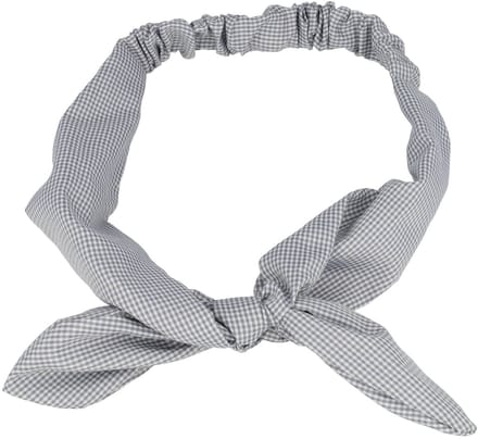 Haarsoires Haarband Knoop 6cm – Strikje met IJzerdraad – Ruitprint – Grijs