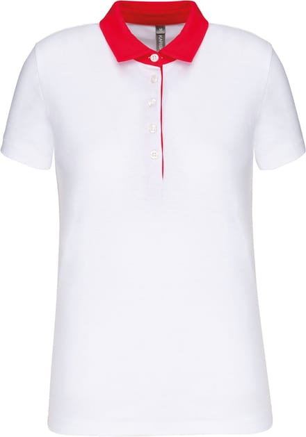 Kariban Tweekleurige damespolo jersey K261 - White / Red - S