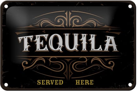 Blechschild Spruch Alkohol Tequila served here 18x12cm Dekoration