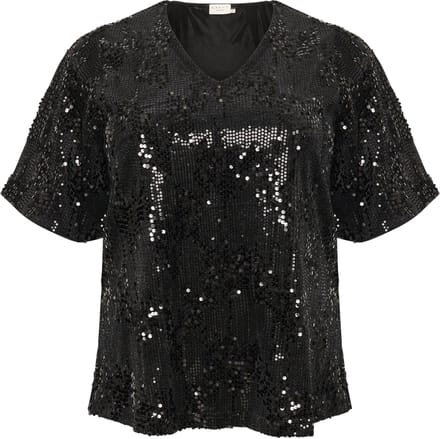 Kaffe Curve KCnicoleen Sequin Dames Blouse -Black Deep