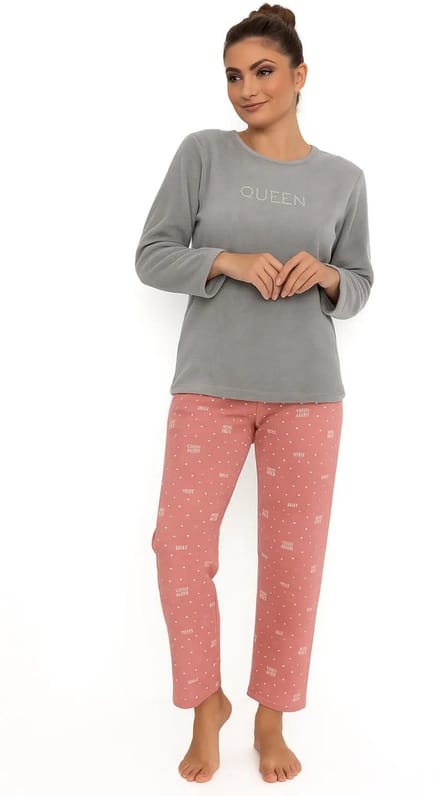 Cocodream Quality Cocodream fleece pyjama dames - Queen - Warme winter pyjama - Grijs / L