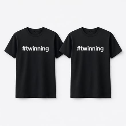 #TWINNING - T-shirt - Korte mouw - Zwart - Maat 80 - Tweeling Set