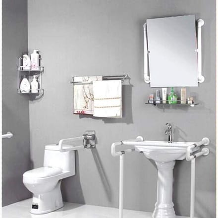 Grijpstang Badkamer - Wandbeugel Steun - Veiligheid Thuis - Verborgen Montage - 75 cm - Wit