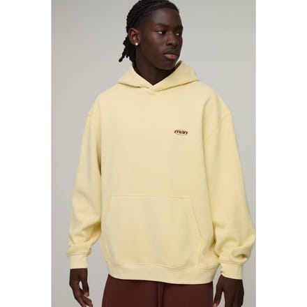 Oversized Heren Sport Washed Over-the-head Hoodie | Yellow | Size Medium