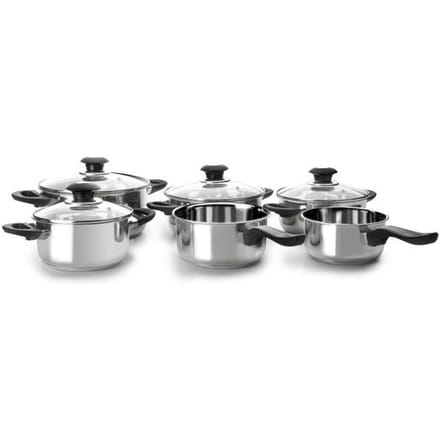 Batterie de cuisine - IBILI - Optima - Acier inoxydable - Couvercle en verre - 6 pièces