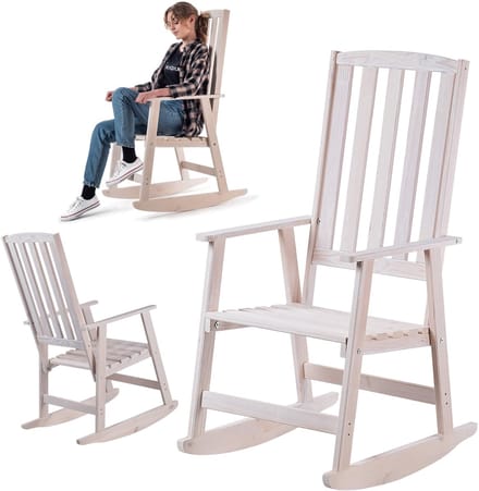 Houten schommelstoel Crenay wit