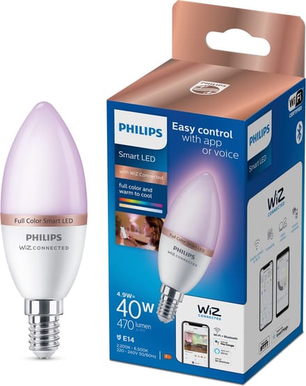Philips Smart LED Kaarslamp - Slimme LED-Verlichting - Gekleurd en Wit Licht - E14 - 40W - Mat - Wi-Fi