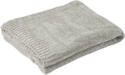 J-Line deken Chenille - polyester - grijs