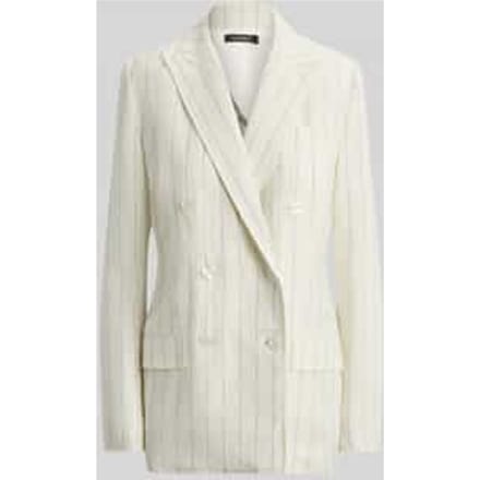 Longblazer van puur linnen met dubbele knoopsluiting