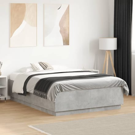 vidaXL - Bedframe - bewerkt - hout - betongrijs - 120x190 - cm