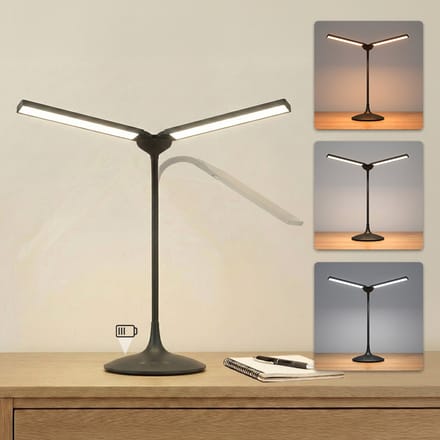SBR Glow+ bureaulamp met accu - oplaadbare daglichtlamp met batterij- dimbaar - 3 lichtkleuren - zwart