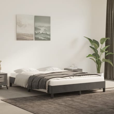 vidaXL - Bedframe - zonder - matras - 140x200 - cm - fluweel - donkergrijs