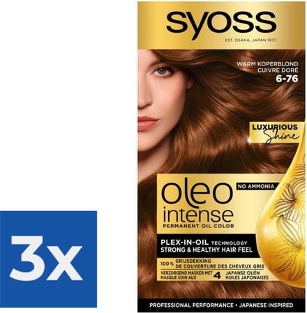 Syoss Oleo Intense - Haarverf - 6-76 - Warm Koperblond - 115ml x 3