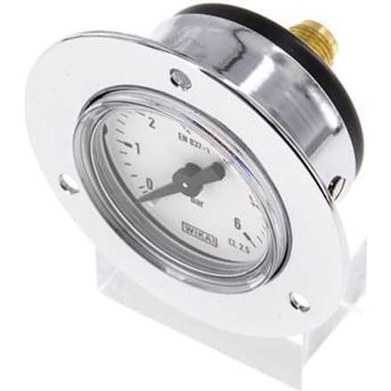 0..6 Bar Paneelmontage Manometer Staal/Messing 40 mm Klasse 2.5 (Voorflens) - MW0640SH-FP