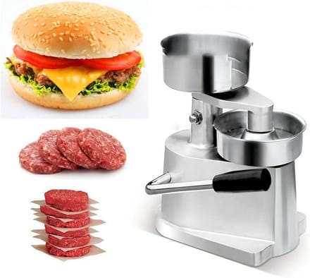 Hamburger Machine - Vleespers Patty - Commercieel Gebruik - Heavy Duty Handmatig - 100mm Diameter - Zilver