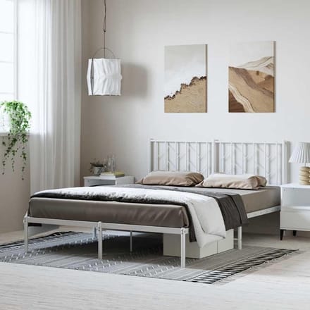 Klassiek bedframe - Metalen frame - Slaapkamer inrichting - Robuuste stalen constructie - 193 x 203 cm - Wit