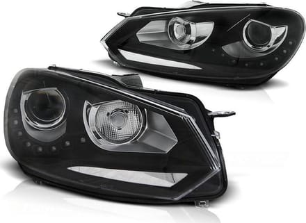 Koplampen dagrijlicht VW GOLF 6 10 08-12 ZWART TRU DRL