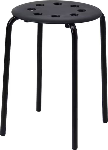Ikea MARIUS Kruk, Stapelstoel, zwart, 45 cm