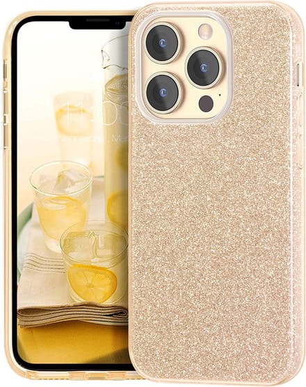 Backcover Geschikt voor Apple iPhone 13 Pro Max - Goud - Glitters - Soft TPU