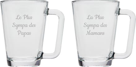 Theeglas gegraveerd - 26cl - Le Plus Sympa des Papas & La Plus Sympa des Mamans